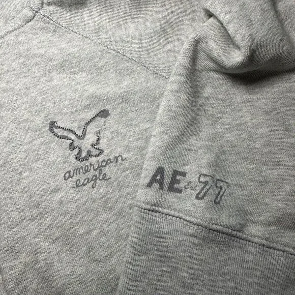 American Eagle Hoodie Women Size M Gray Pullover Preppy Academia AEO Est 77 Y2K - Picture 6 of 14